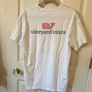 Vineyard Vines White Tee with Pink Logo Size M